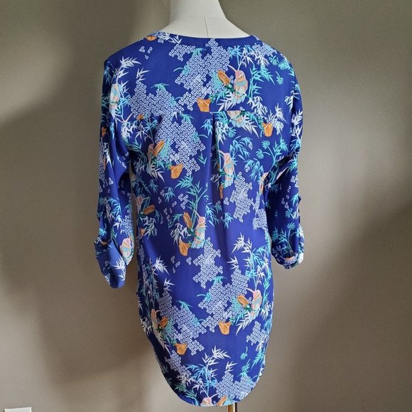 DR2 Tropical Long Sleeve Blouse Sm. Unique! - Picture 6 of 8